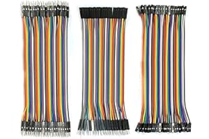 QEEAHUUO 120pcs Breadboards Jumper Wires F2F F2M M2M, Cable Line Connector Assorted Kit, Male to Female Multicolored Ribbon Cables, 15cm Wire Length