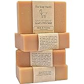 4 Goat Milk Soap Bars with Honey - Handmade in USA. All Natural Soap, Unscented, Fragrance Free, Fresh Goats Milk. Wonderful for Sensitive Skin and Babies. SLS, Paraben, GMO-Free