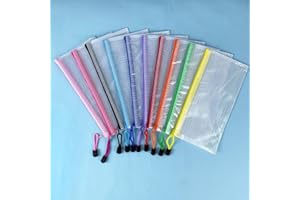10 PCS Mesh Zipper Bags A6 Plastic Zipper File Bags for Office School Travel Home Supplies Storage