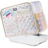 AMOIGEE Sewing Machine Cover for Brother, Singer, Janome &ndash; Quilted Dust Cover with Storage Pockets, Padded Protective Sewing Machine Case Fits Most Standard Sewing Machines (17" x 7" x 12")
