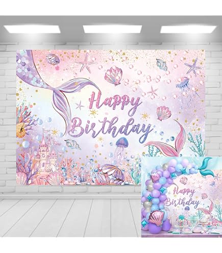 Lofaris 6x4ft Mermaid Happy Birthday Backdrop Fish Lofaris...