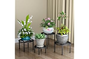 Zhongma Set of 4 Metal Plant Stand for Heavy Potted Plant for Home Indoor and Outdoor, 220 LBS Capacity & Heavy Duty Construction, Sturdy Plant Riser without Installation Required
