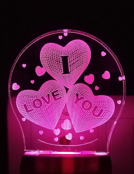 Amrut Art I Love You 3D Illusion LED Light Acrylic Night Lamp (Multicolour)
