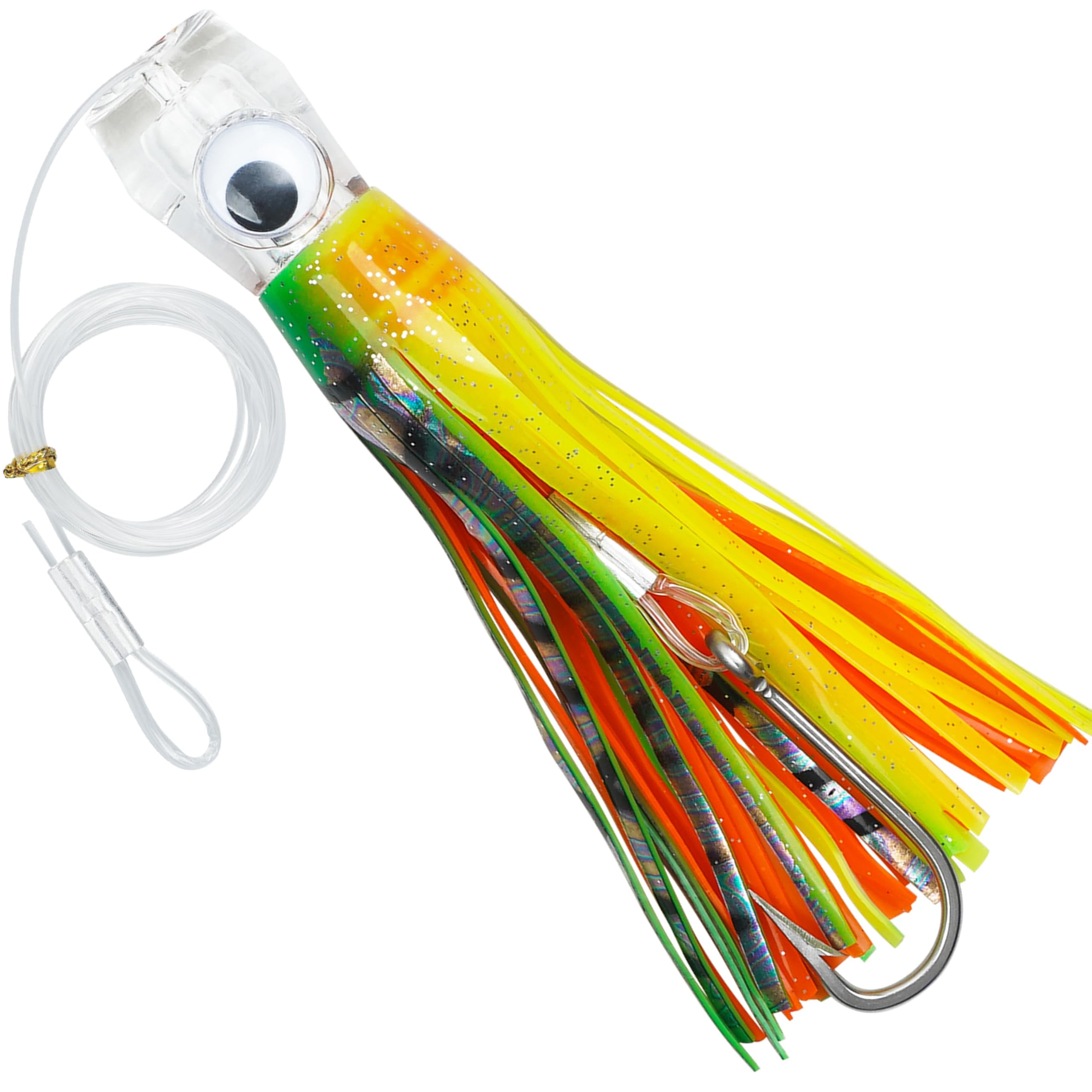 Saltwater Trolling Lures Big Game Octopus Squid Skirt Trolling Lure Deep Sea Fishing Lure with Rigged Hooks Multicolor for Marlin Tuna Mahi Dolphin Offshore Fishing,1Pack(3#-21cm)