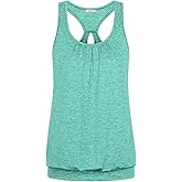 Helloacc Womens Scoop Neck Short Sleeve Yoga Top Loose Fit Sport Workout T Shirt
