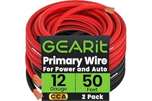 GEARit 12 Gauge Wire (50ft Each - Black/Red) Copper Clad Aluminum CCA - For Automotive Power/Ground, Car Audio, Trailer Harne