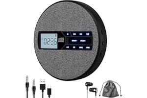 M-Amazup CD Player Portable, Rechargeable Portable CD Player with Dual Speakers and Anti Skip,CD,USB,AUX,LCD Display,Backlit Button,5 EQ,A-B Repeat,10 Speeds for Home Car Fabric Black