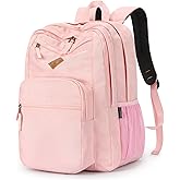 ZORFIN 26L Backpack for College, and Travel: Water Resistant Bookbag - Pink