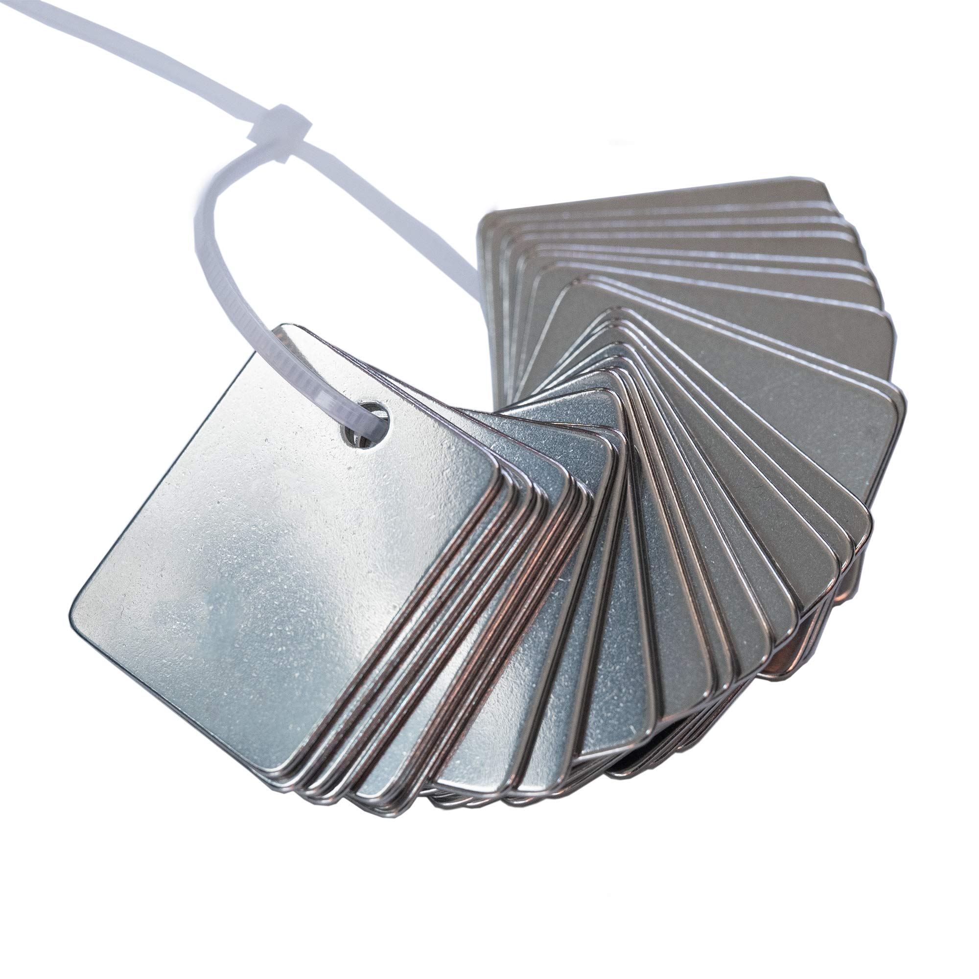 StayMax Rectangle Engraving Blanks Stainless Steel Stamping Blank Tags with Key Rings 25 Pack