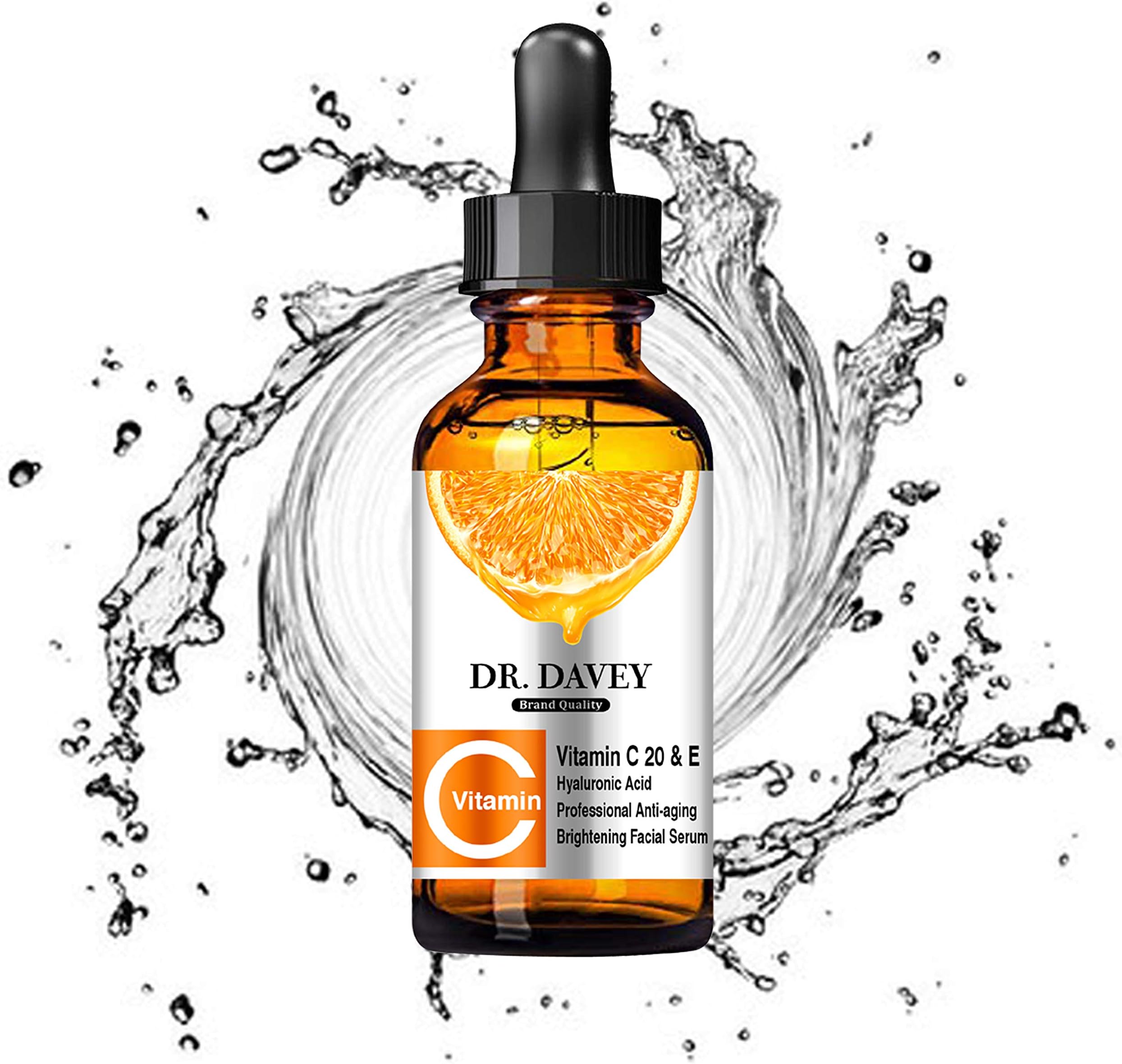 Dr. Davey Vitamin C Facial Serum - Anti-Aging Vitamin C Serum with Hyaluronic Acid & Vitamin E For Face Anti Wrinkle Organic Skin Care Treatment, Anti-Aging & Skin Repair - 1oz (1 Pack)
