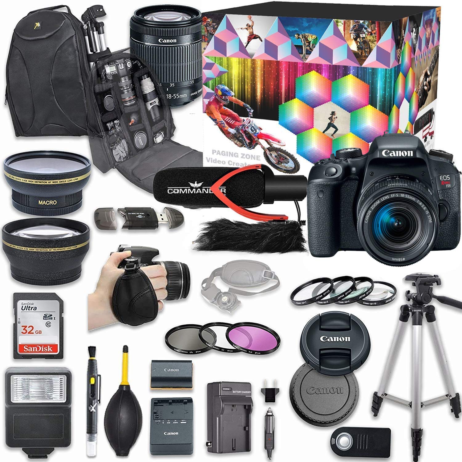 Canon Eos Rebel T7i Dslr Camera Deluxe Video Creator Kit