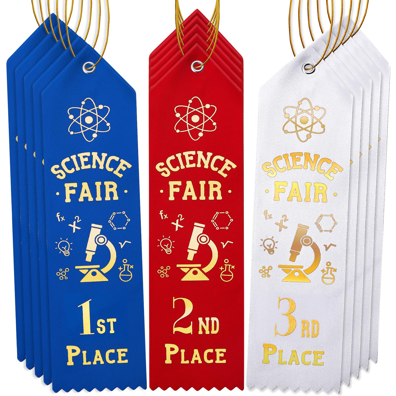 Photo 1 of Science Fair Award Ribbons 1st, 2nd, 3rd Place Participation Prize Winner Recognition Ribbons with Event Card and Rope for Competition Sports Event Contest Prize Ornaments(45 Pcs)