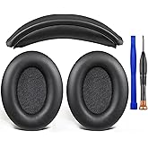 SOULWIT Ear Pads Cushions + Headband, Replacement Kit for Sony WH-1000XM3 (WH1000XM3) Over-Ear Headphones, Replacement Headstrap Pad & Earpads Repair Part - Black