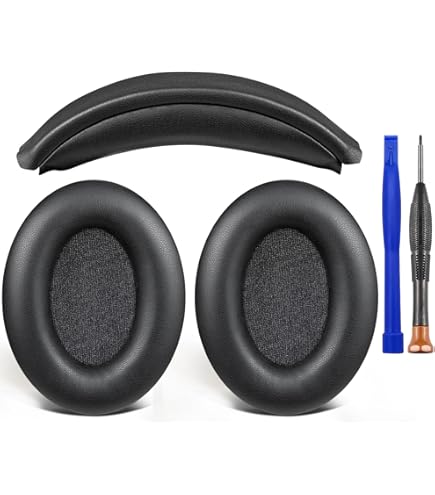 SOULWIT Replacement Ear Pads For EarFun Wave Pro Headphones - Black Protein Leather Cushions