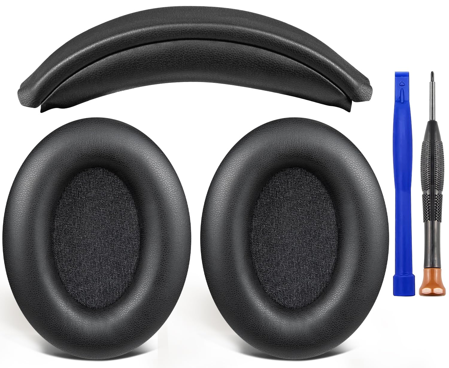 SOULWIT Ear Pads Cushions + Headband, Replacement Kit for Sony WH-1000XM3 (WH1000XM3) Over-Ear Headphones, Replacement Headstrap Pad & Earpads Repair Part - Black