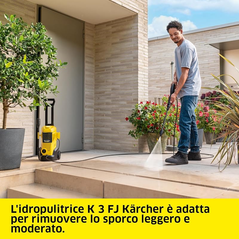 idropulitrice K 3 FJ Home, max. 120 bar, 380 l/h, superficie: 25 m²/h, filtro acqua, 4,3 kg, pistola ad alta pressione, ugello rotante e per schiuma, lancia Vario Power, kit per la casa