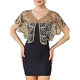 RRYIO 1920s Shawl Wraps for Women, Sequin Beaded Shawls and Wraps for Evening Dresses Party