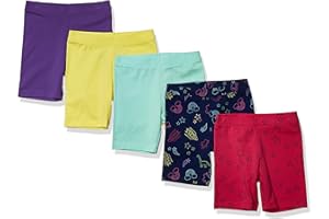 Amazon Essentials Girls and Toddlers' Midi Bike Shorts (Previously Spotted Zebra), Pack of 5