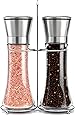 Willow & Everett Stainless Steel Salt and Pepper Grinder Set -Tall Shaker, Adjustable Coarseness, Refillable -Sea Salt, Black Peppercorn Mill