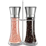 Willow & Everett Stainless Steel Salt and Pepper Grinder Set -Tall Shaker, Adjustable Coarseness, Refillable -Sea Salt, Black