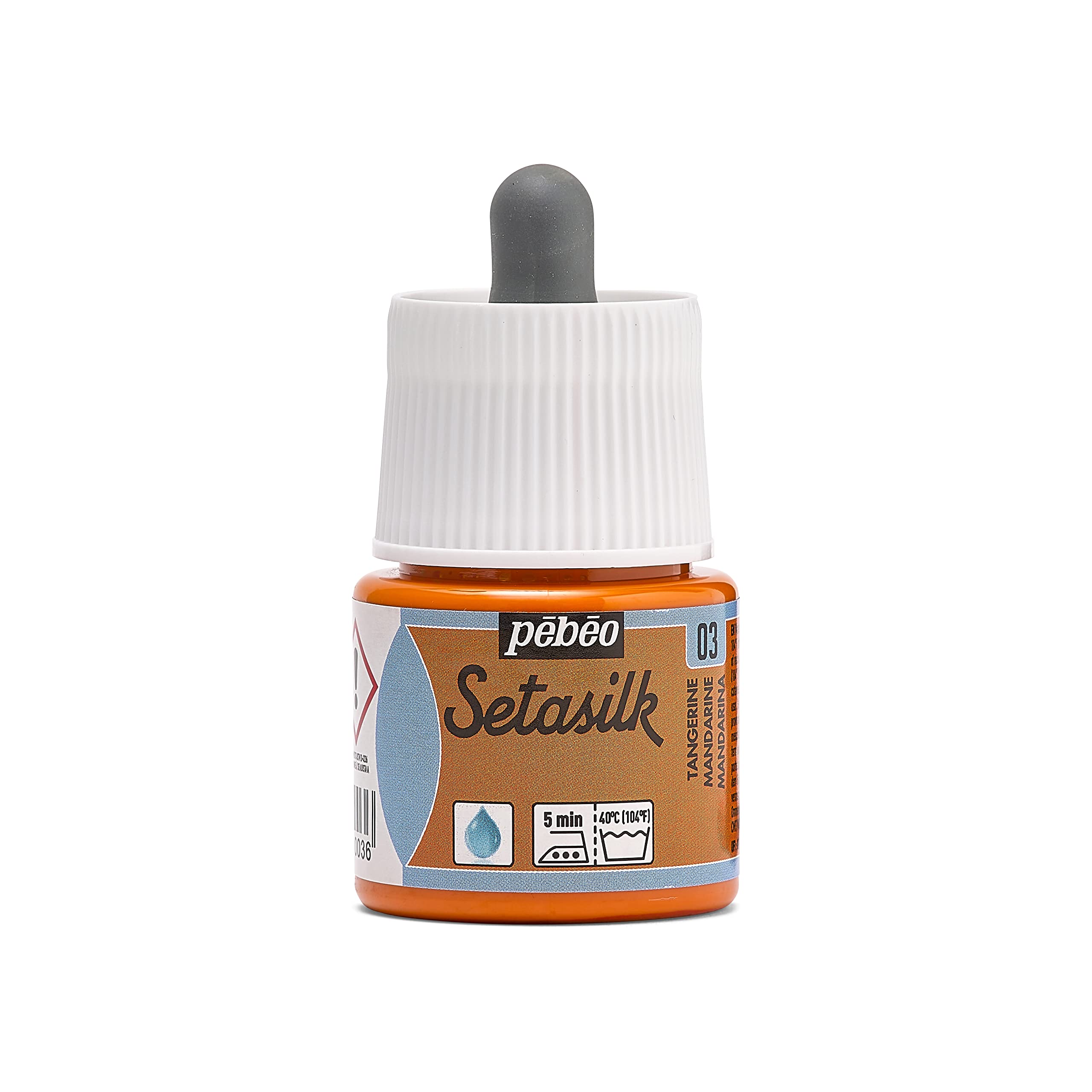Pébéo - Setasilk Tangerine 45 ml Bottle - Silk paint - 45 ml Pipette cap bottle - Tangerine — image 1
