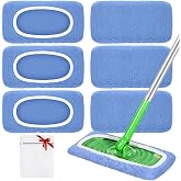 Reusable Mop Pads for Swiffer Sweeper Mop, Microfiber Dry Sweeping Cloths | Machine Washable Wet Pads Refill for Use on All Sealed Floors - Stone, Hardwood, Laminate &amp; Tile (6 Blue)