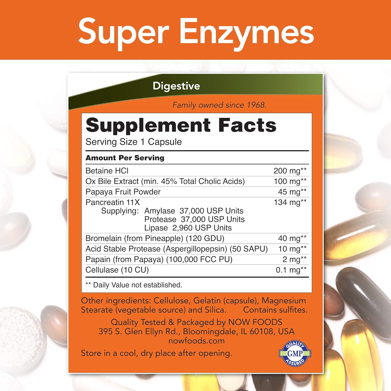 NOW Foods Supplements, Super Enzymes, Formulated with Bromelain, Ox Bile, Pancreatin and Papain, Super Enzymes, 180 Capsules: Health & Personal Care