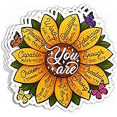 (3Pcs-2") You are Amazing Beautiful Enough Sticker Sunflower Christian Bible Verse Waterproof Vinyl Sticker Laptop, Water Bottles, Phone Merchandise Decor Decal Gifts for Her Him 2 inches