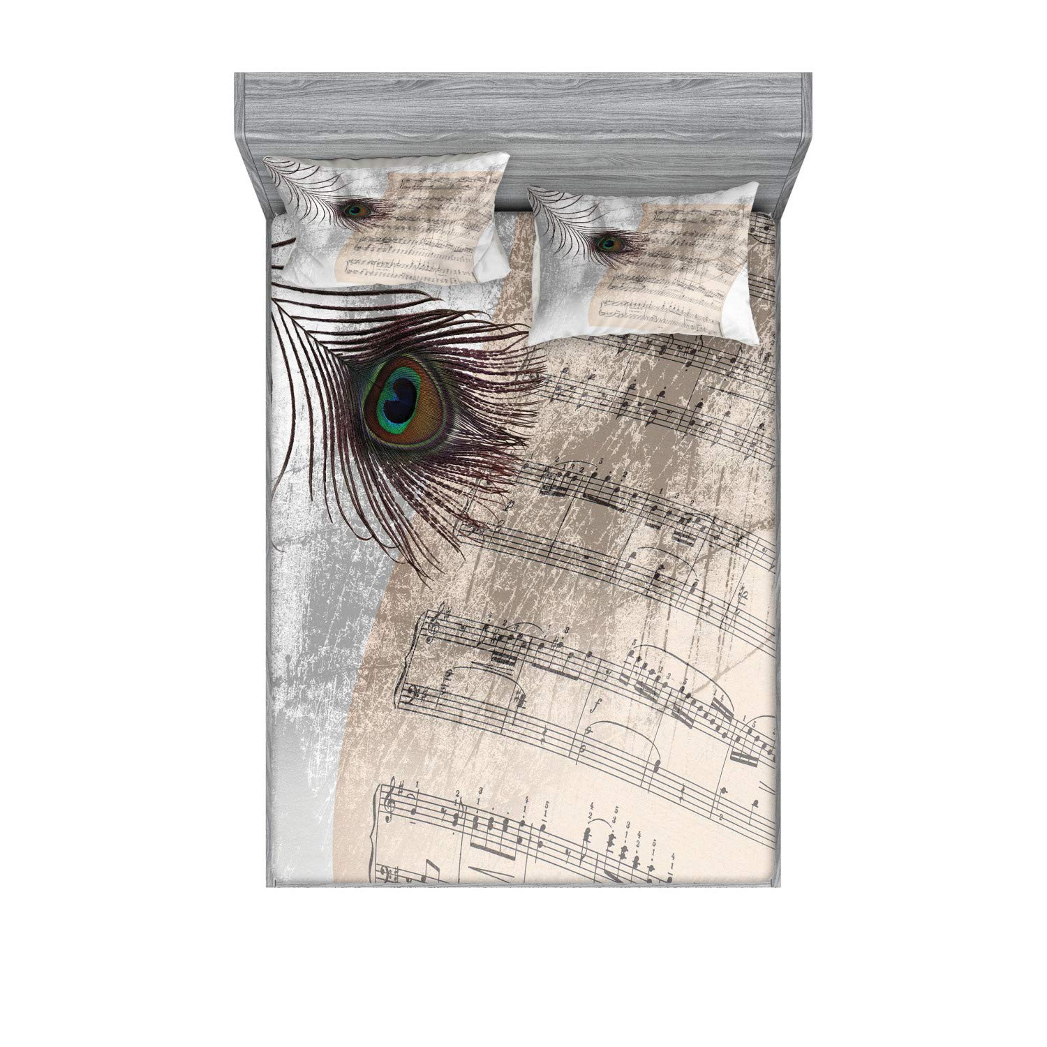 Lunarable Peacock Fitted Sheet & Pillow Sham