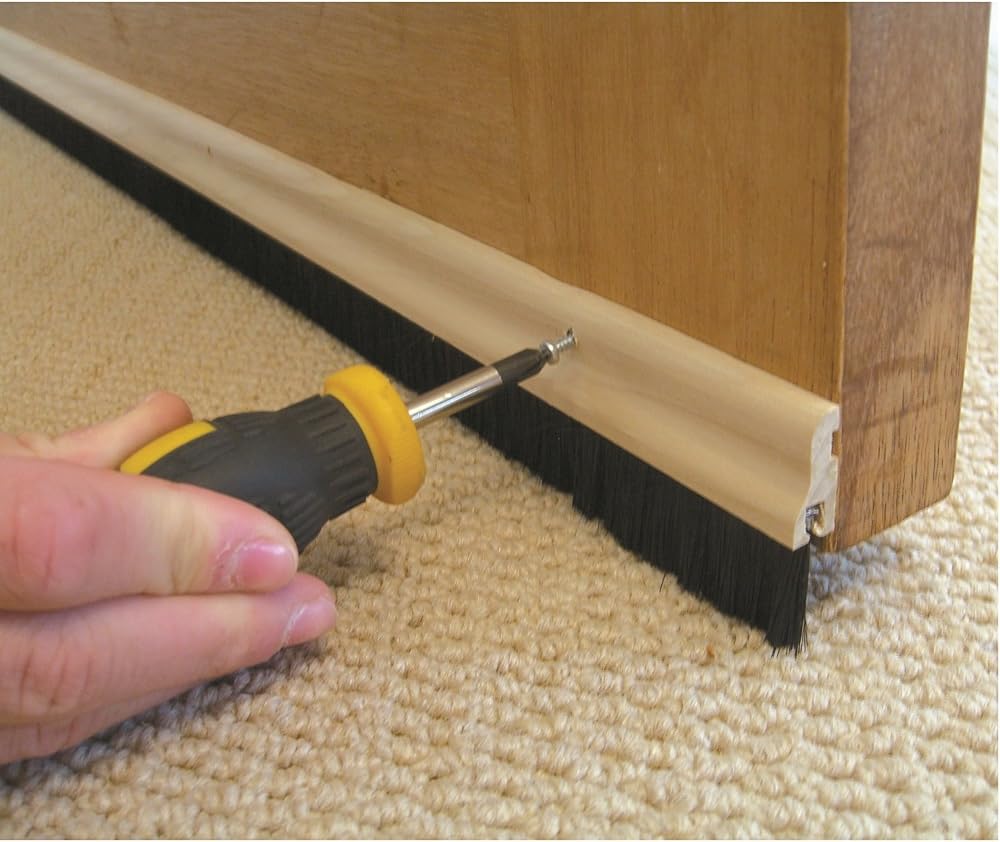 838mm Door Brush Draught Excluder Strip - Seals Gaps Up To 15mm -