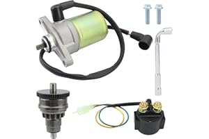 shamofeng Starter w/Bendix & Relay for GY6 49cc 50cc 60cc 80cc 100cc 4-Stroke 139QMB 139QMA Scooter Moped ATV, for TaoTao Jonway Sunl Roketa Baja Most Chinese Brands, Single-Wire w/Screws & Wrench