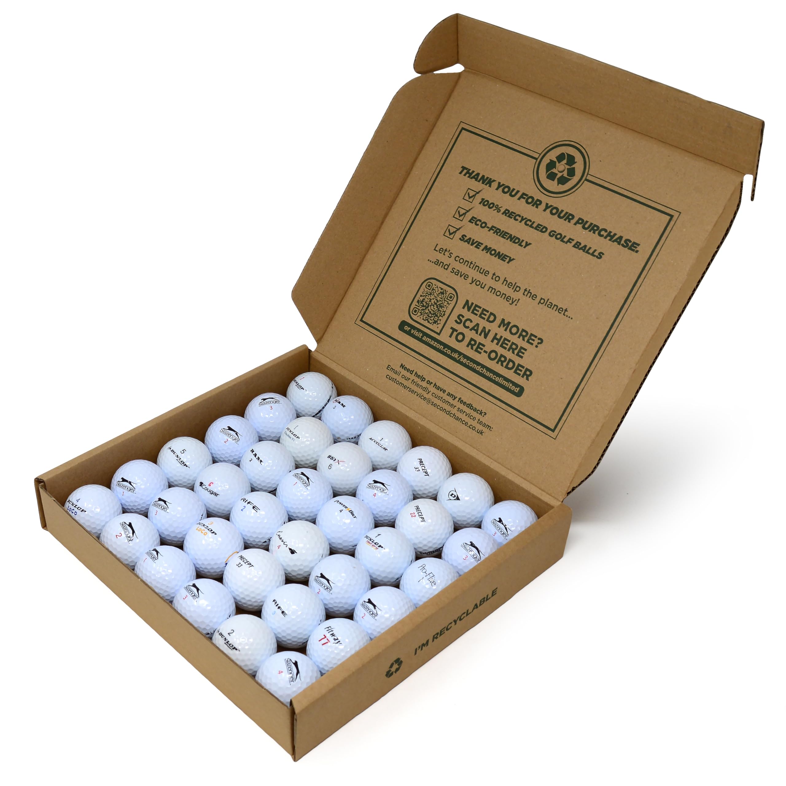 Second Chance Lake Golf Balls - 36 Assorted Recycled Grade A Used Golf Balls for Enhanced Distance - Great Selection Lake Balls for Golf Enthusiasts