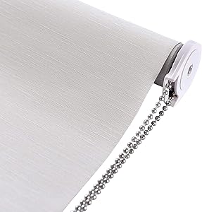 ALLBRIGHT Thermal Insulated Fabric 100% Blackout UV Protection Striped Jacquard Roller Shades for Windows,Easy to Install (Beige, 25'')