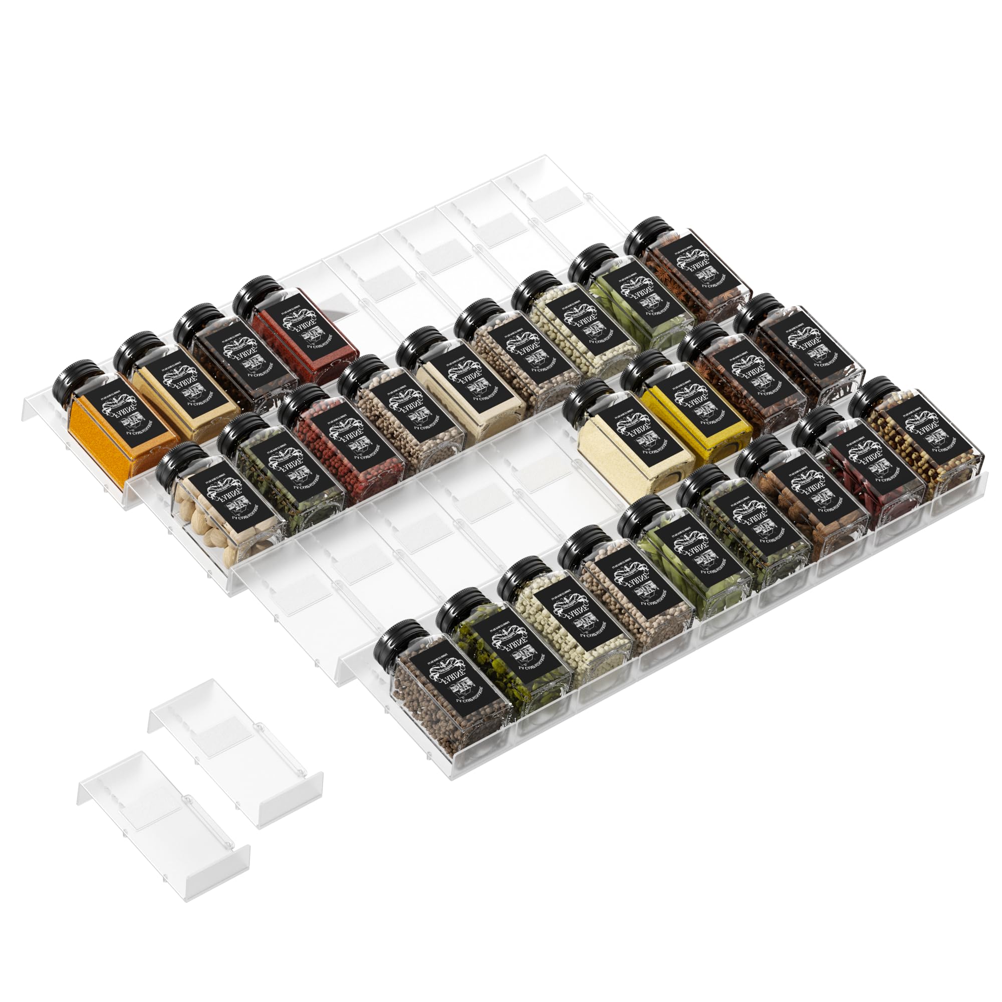 Photo 1 of Famhap Spice Drawer Organizer, 36PCS Interlocking Expandable Seasoning Rack Tray Insert for Kitchen Drawers, Spice Rack Drawer for Spice Jars