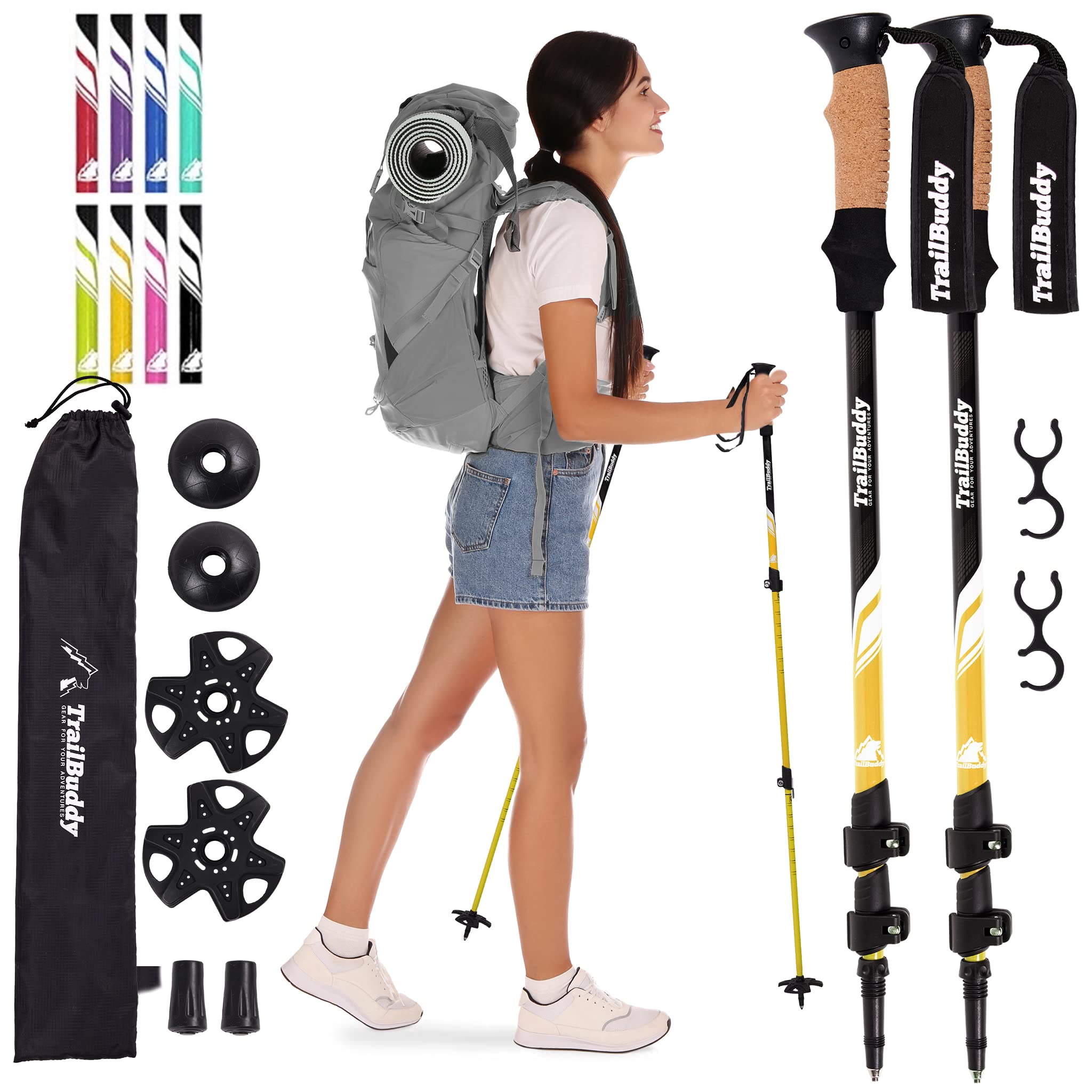 Photo 1 of TrailBuddy Trekking Poles – Lightweight 7075 Aluminum Hiking Poles for Women, Men & Seniors – Collapsible Walking Sticks for Travel, Trails & Balance