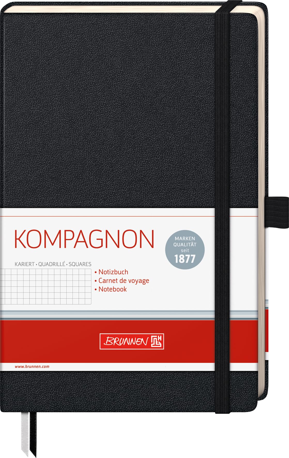Brunnen Kompagnon 96-Page Squared Notepad Lineature 22 Black 12.5 x 19.5 cm