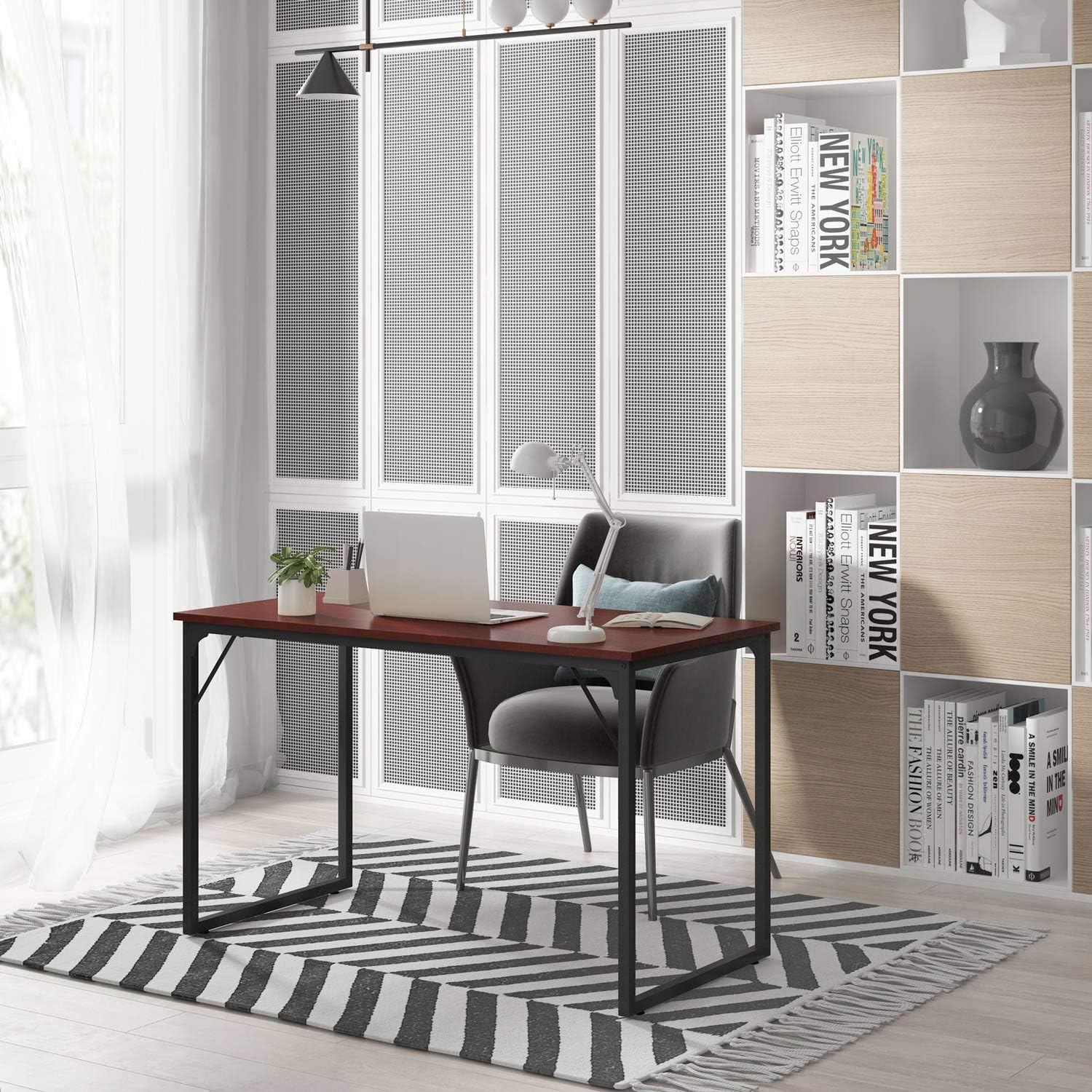 Coleshome Computer Desk 47", Modern Simple Style Desk for Home Office, Sturdy Writing Desk,Teak: Kitchen & Dining