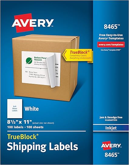 avery white full sheet labels
