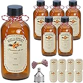 YINGERHUAN 4 oz Amber Glass Bottles - Small Glass Jars with Black Lids Empty Boston Bottle,Dispensing Bottles for Homemade Vanilla Extract, Essential Oils, Herbal Medicine (6)