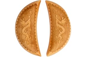 HannaFires Fengshui Divination Blocks - Double Dragon Peach Wood Moon Blocks, Buddhist and Taoist Yin-Yang Divination Tools for Asia Cultural Rituals and Qingming Chongyang Festival 杯茭 Yinyang