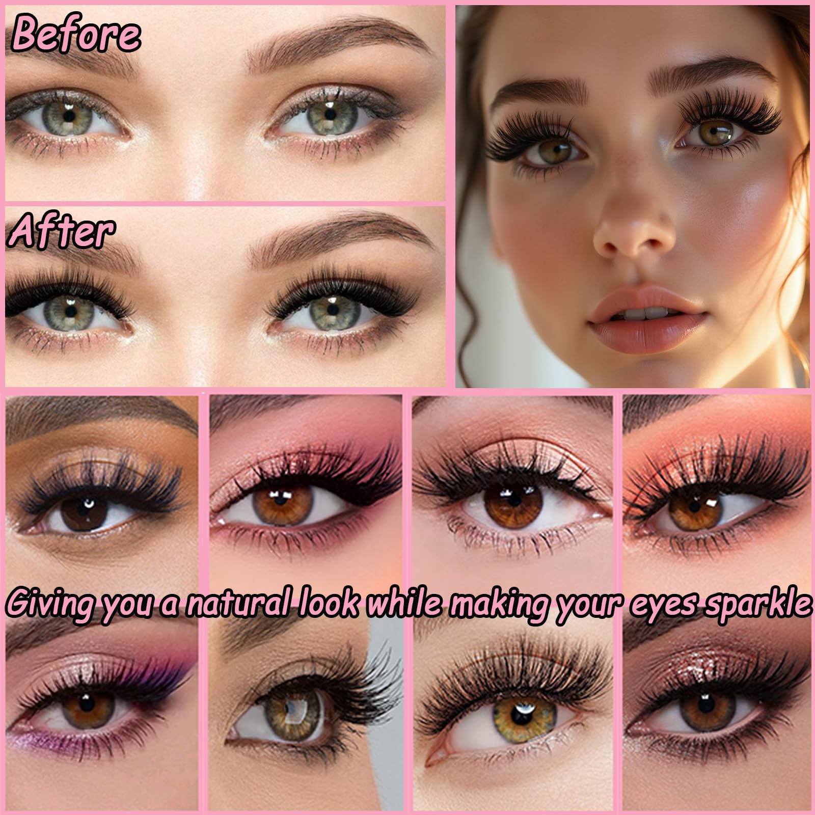OLLAVO Lash Clusters Kit, 640 Pcs Eyelashes Clusters Extensions Kit 9-16mm Individual Lashes D Curl Fluffy Wispy False Eyelashes Thin Band, with Bond Seal Tweezers Brush DIY (30D+40D+50D+60D Kit 9-16mm)