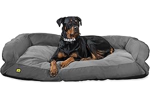 K9 Ballistics Tough Bolster Nesting Pillow X-Large Sofa Dog Bed with Removable Washable Cover - Durable, Water Resistant with Nonskid Bottom 54"x38", Two-Tone Gray Velvet