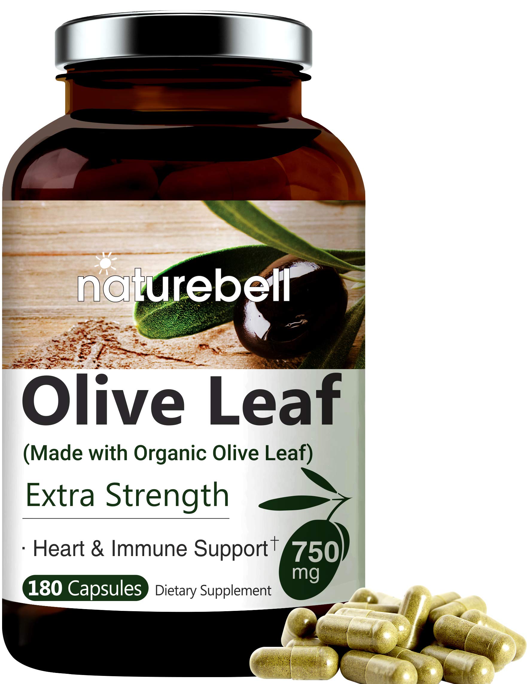 NatureBell HM180C Organic Olive Leaf Extract 750mg, Active Polyphenols