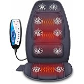 Snailax Massage Seat Cushion with Heat - Extra Memory Foam Support Pad in Neck and Lumbar,10 Vibration Massage Motors, 2 Heat Levels, Back Massager Chair Pad for Back