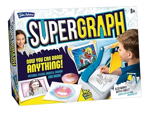 John Adams SuperGraph Drawing Station | Draw Anything Anywhere | Optical Tracing & Projection Drawing Kit | Lightweight & Portable | Age 8+ | Kids Arts & Crafts Gift Idea for Birthday & Christmas