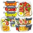 Bayco 9 Pack Glass Meal Prep Containers 3 & 2 & 1 Compartment, Glass Food Storage Containers with Lids, Airtight Glass Lunch