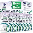 Healthy Spirit Rinse Free Body Bathing Wipes for Adults Microwaveable, White, 64 Count, Pack of 8