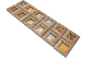 Hominter Vintage Framed Glass Mosaic Baroque Style Decorative Tile Window Design for Backsplash Accent Walls and Fireplace Surrounds (3x12 Sample)