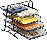 Marbrasse Desk Organiser 4-Tier Letter Tray Mesh File Organizer Black view 2
