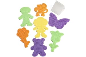 Perler 22645 Fuse Bead Pegboards 7-Pack-Boy/Girl/Bear/Monkey/Butterfly/2 Flowers